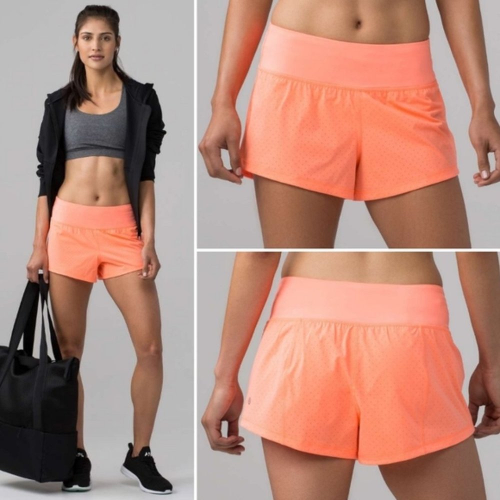 Lululemon Final Lap Shorts Neon Orange sz4